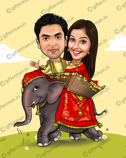Wedding Couple on Elephant